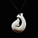 Maori Made Bone Notched Hook Whale Tail  Necklace - ShopNZ