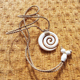 Maori Bone Koru Necklace with String Cord - ShopNZ