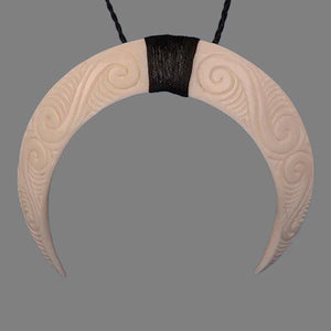 Carved Koru Pig Tusk Necklace - ShopNZ