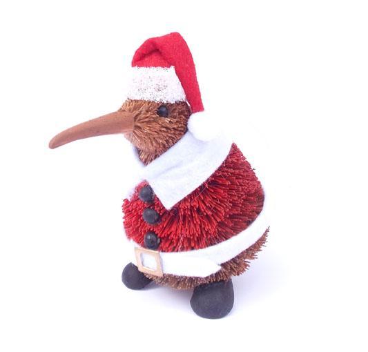 Cute Brush Kiwi Bird Santa Claus Xmas Ornament - ShopNZ