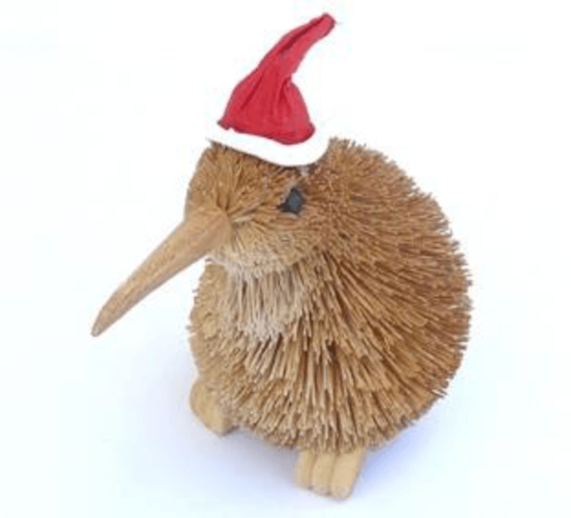 Cute Brush Kiwi Bird Santa Hat Christmas Ornament - ShopNZ