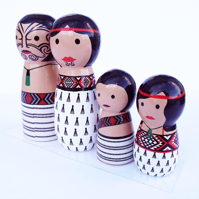 Cute Maori Wooden Peg Doll Family Set – ShopNZ