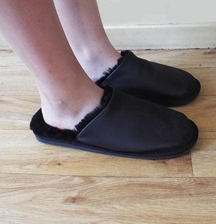New Zealand Leather Slipper Scuffs with Sheepskin Lining - ShopNZ