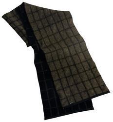 NZ Merino Possum Check Scarf with Leather Trim - ShopNZ