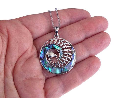 NZ Paua Fern Kiwi Koru Necklace - Boxed - ShopNZ