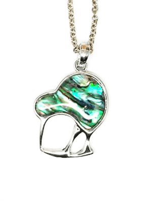 Paua and Silver Kiwi Bird Necklace - ShopNZ