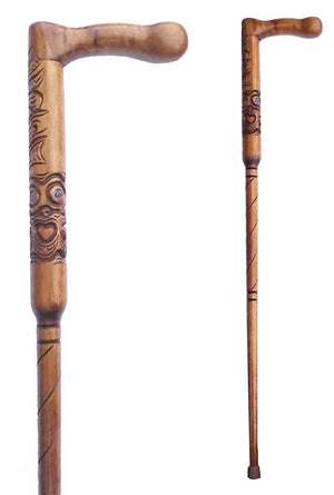 Maori Carved Walking Stick with Handle - ShopNZ