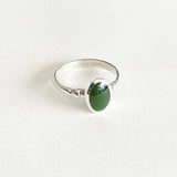 Womens Oval Sterling Silver and Greenstone Ring - ShopNZ