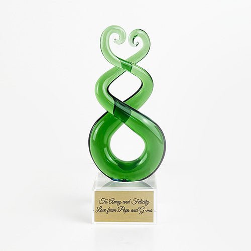 15cm Glass Maori Twist and Koru Ornament or Trophy - ShopNZ