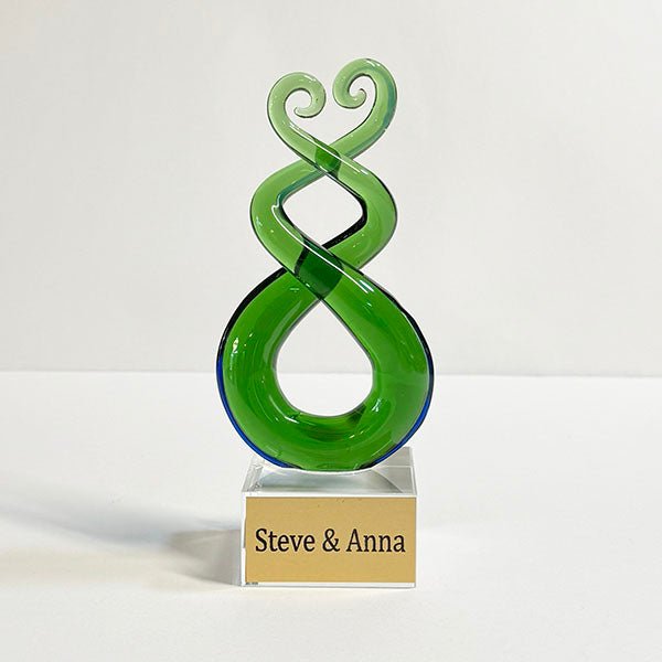 15cm Glass Maori Twist and Koru Ornament or Trophy - ShopNZ