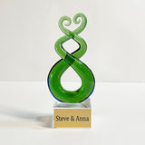 15cm Glass Maori Twist and Koru Ornament or Trophy - ShopNZ