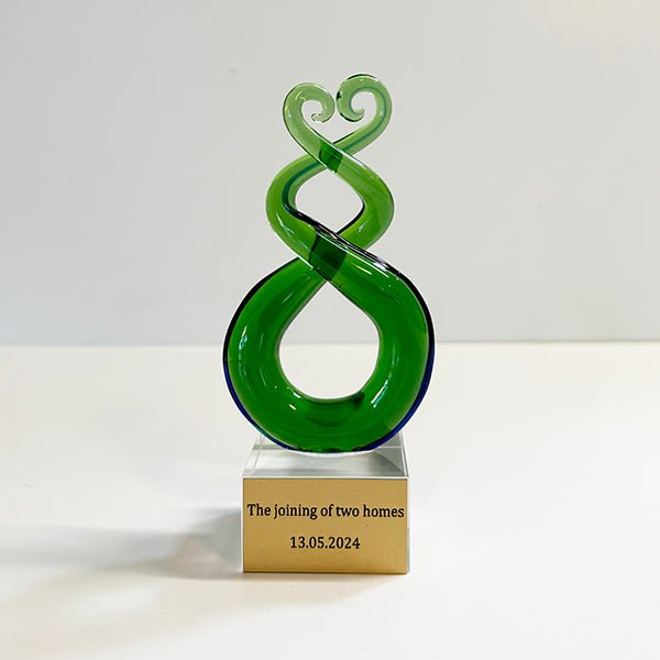 15cm Glass Maori Twist and Koru Ornament or Trophy - ShopNZ