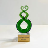 15cm Glass Maori Twist and Koru Ornament or Trophy - ShopNZ