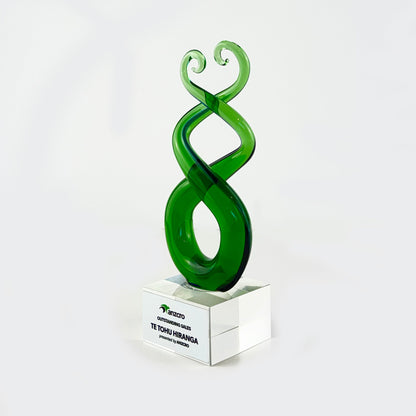 15cm Glass Māori Twist and Koru Ornament or Trophy - ShopNZ