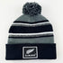 2026 Grey White and Marl All Blacks Rugby Pompom Beanie with Embroidered Badge - ShopNZ