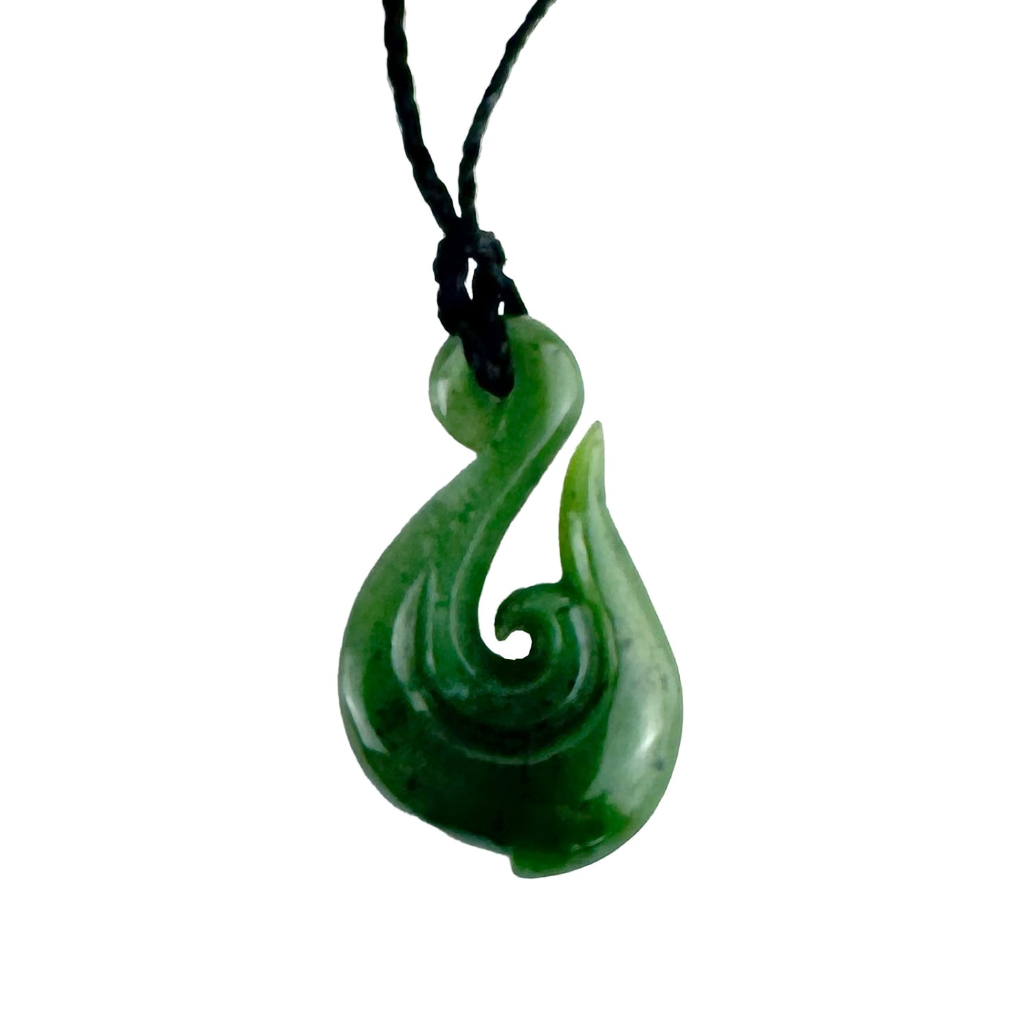 45mm Genuine NZ Greenstone Māori Hook Koru Necklace - ShopNZ