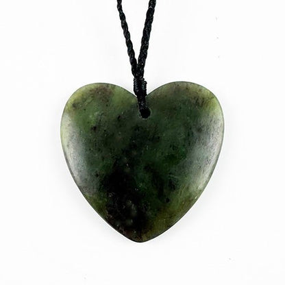 50mm Genuine NZ Ngai Tahu Pounamu Heart Necklace - ShopNZ