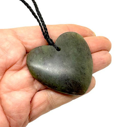 50mm Genuine NZ Ngai Tahu Pounamu Heart Necklace - ShopNZ