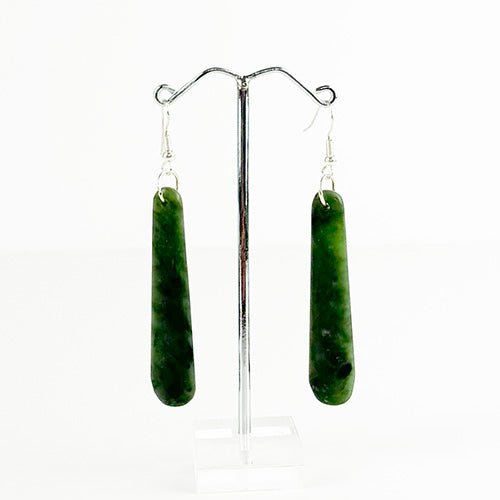 5cm Genuine NZ Greenstone Drop Earrings - ShopNZ