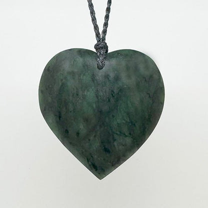 60mm Genuine NZ Greenstone Manawa Heart Necklace - ShopNZ