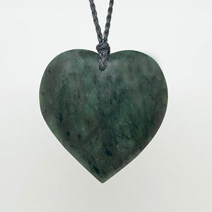 60mm Genuine NZ Greenstone Manawa Heart Necklace - ShopNZ