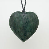 60mm Genuine NZ Greenstone Manawa Heart Necklace - ShopNZ