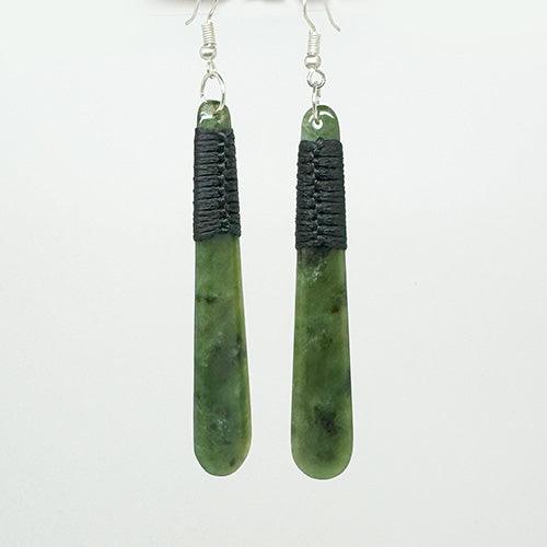 7cm NZ Greenstone Earrings with Beautiful Binding - ShopNZ