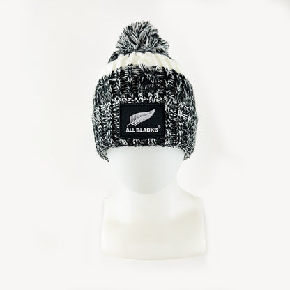 Cosy All Blacks Rugby Two Tone Knit Beanie Hat with Pompom