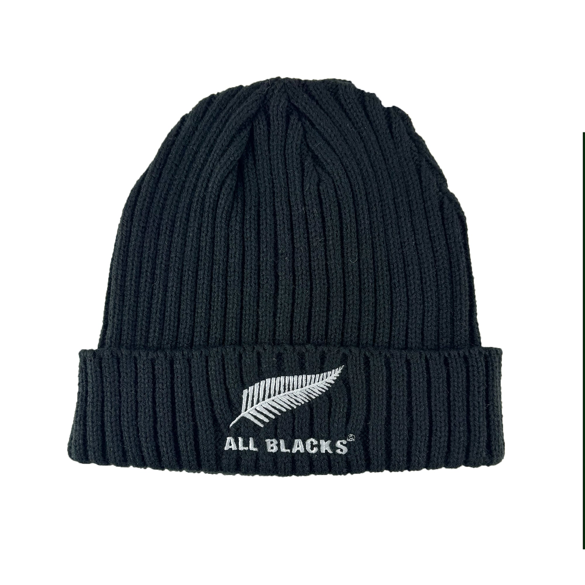 Classic All Blacks Rugby Ribbed Beanie Hat