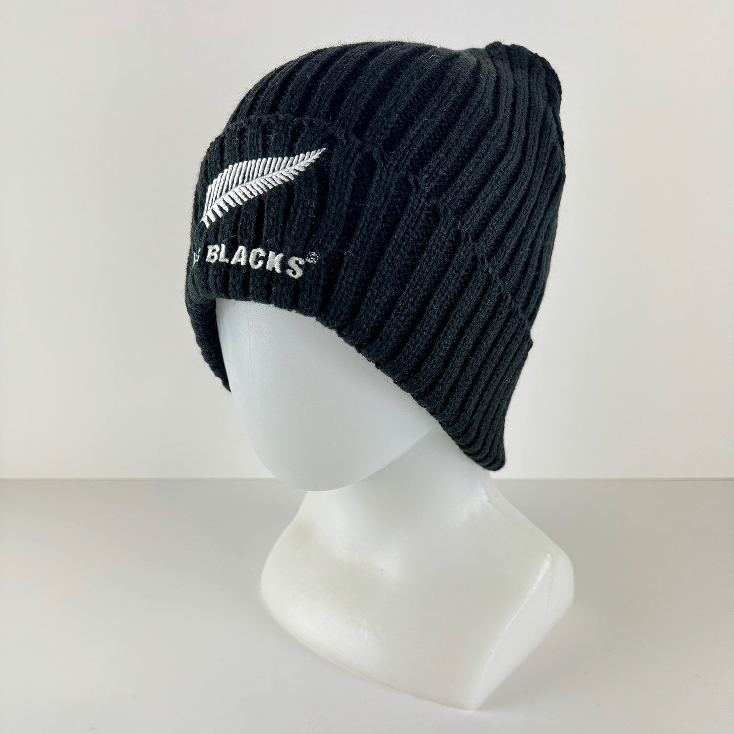 Classic All Blacks Rugby Ribbed Beanie Hat