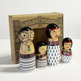Cute Maori Wooden Peg Doll Family Set