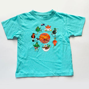 Aqua Cool Kiwi of New Zealand Kids T-shirt - ShopNZ