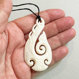 NZ Maori Large Bone Fish Hook Necklace - ShopNZ