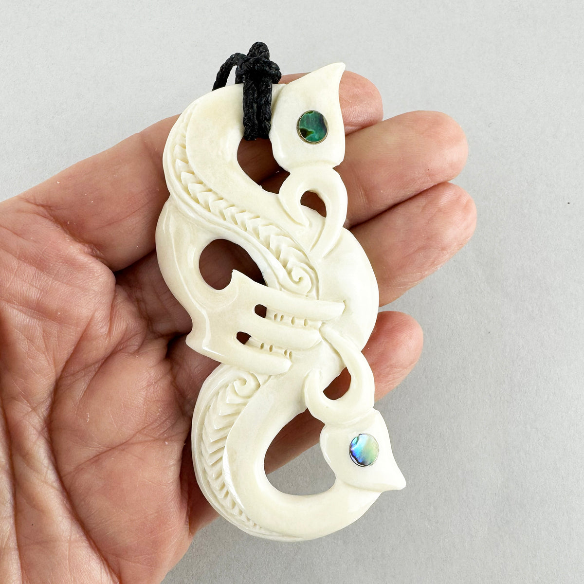 Large Double Headed Cow Bone Māori Manaia Necklace