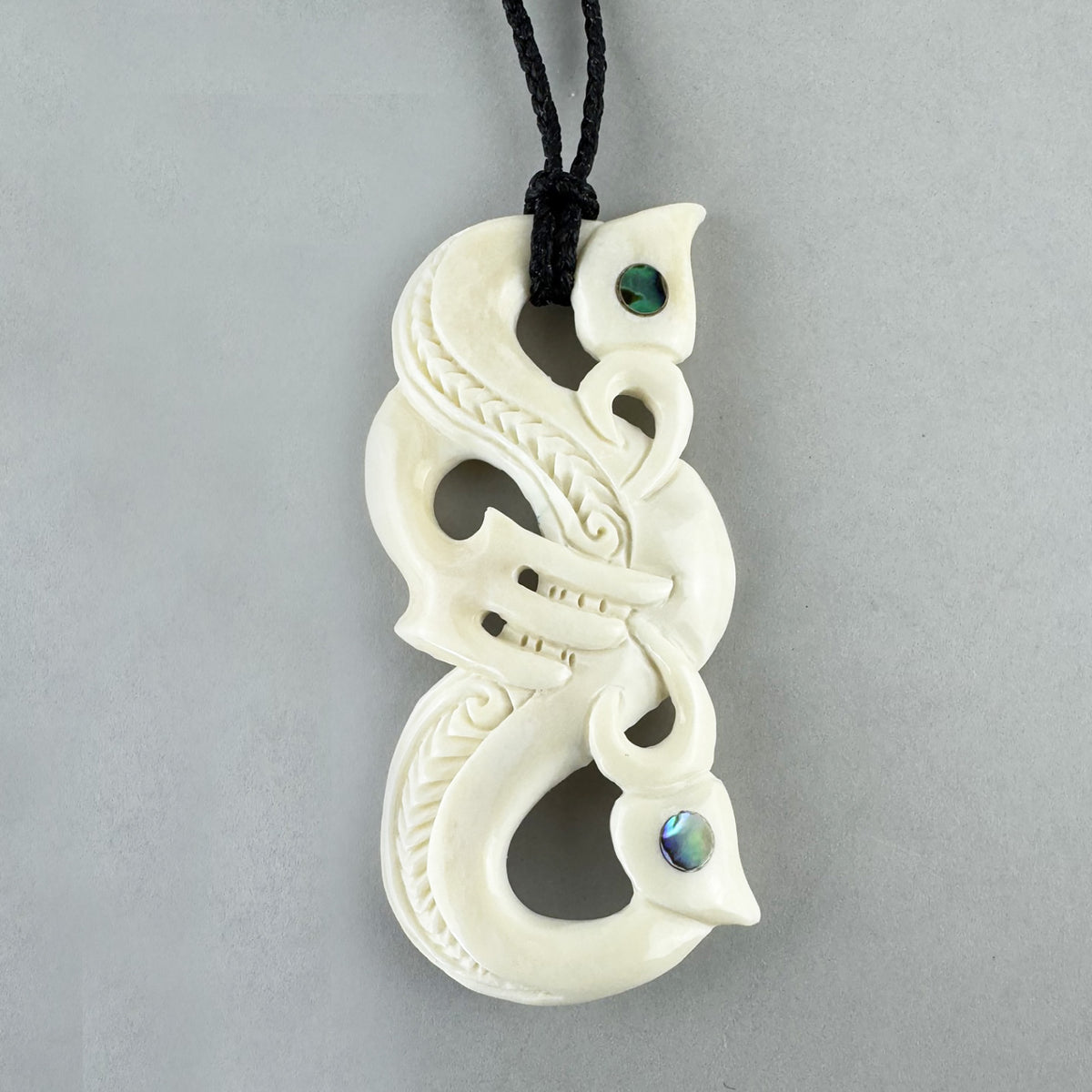Large Double Headed Cow Bone Māori Manaia Necklace