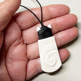 Maori Bone Toki Necklace with Curving Koru - ShopNZ