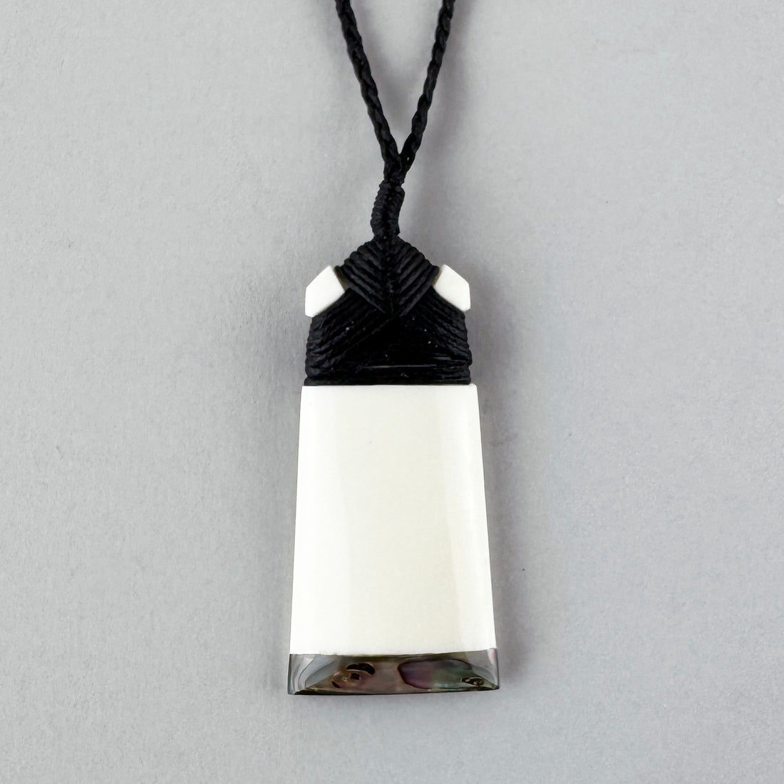 Cow Bone Māori Toki Necklace with Strip of Paua Shell