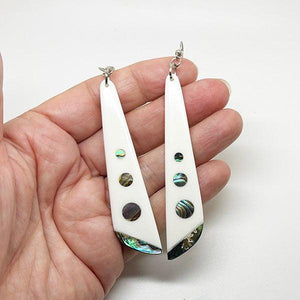 Pretty Bone and Paua Shell Drop Earrings - ShopNZ