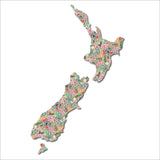 Postage Stamps Map of New Zealand Wall Art
