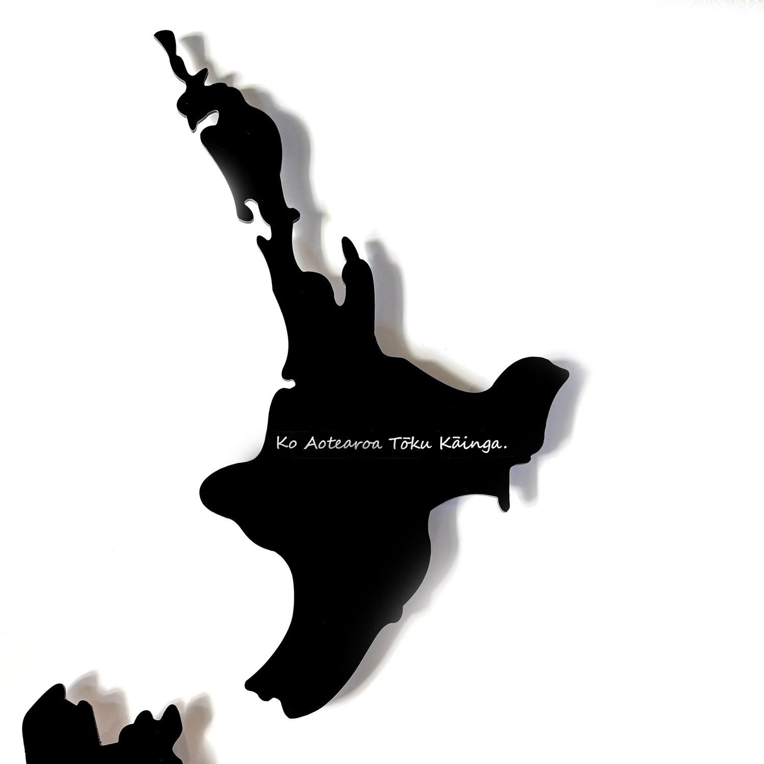Large Black Map of NZ Wall Art with Ko Aotearoa Tōku Kāinga - New Zealand is my Home