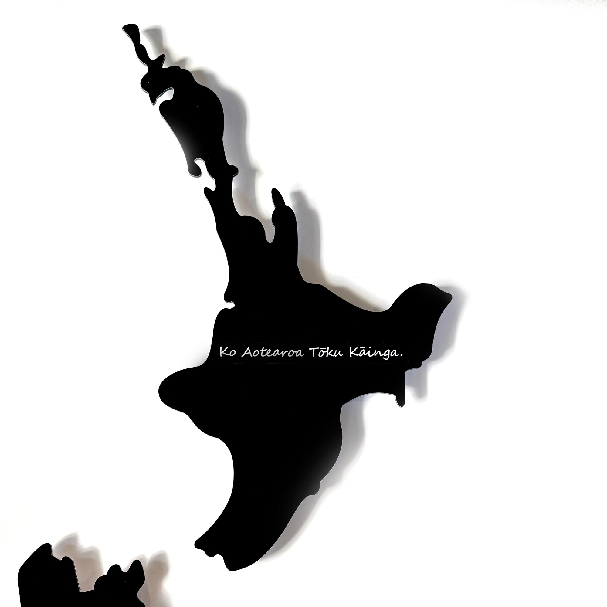 Large Black Map of NZ Wall Art with Ko Aotearoa Tōku Kāinga - New Zealand is my Home