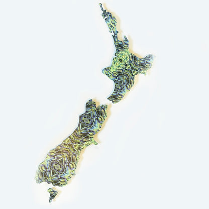 Large Paua Map of New Zealand Wall Art