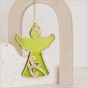 Lime Green Christmas Koru Angel Decoration