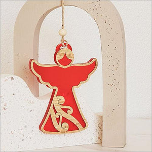 NZ Made Red Christmas Koru Angel Decoration