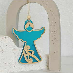 Teal NZ Made Christmas Koru Angel Decoration - ShopNZ