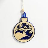 Dark Blue NZ Made Kiwi and Pohutukawa Xmas Ornament