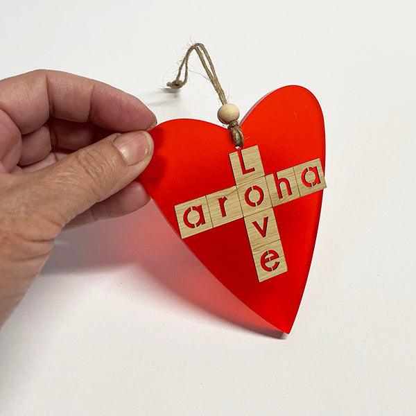 NZ Made Aroha Love Heart Xmas Ornament