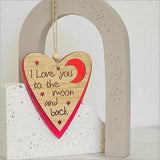 Red I Love You To The Moon and Back Xmas Ornament