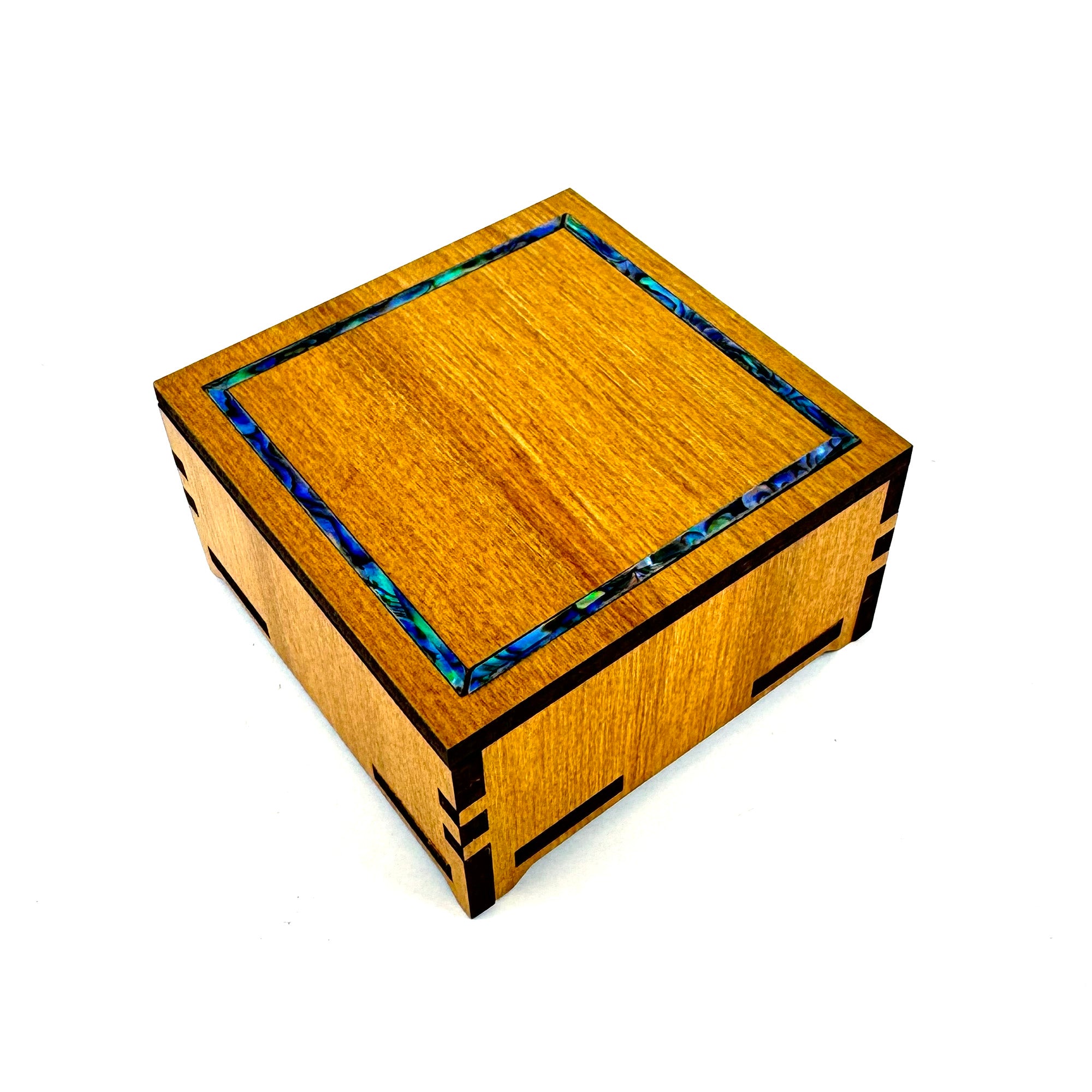 Square Rimu and Paua Jewellery or Trinket Box - Engravable for that Special Occasion