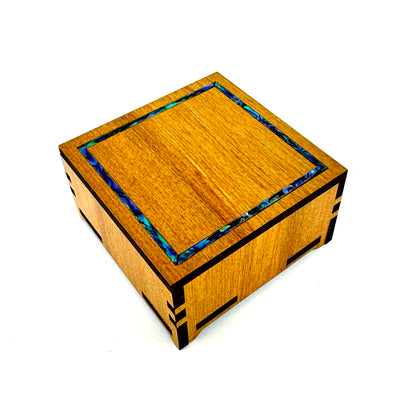 Square Rimu and Paua Jewellery or Trinket Box - Engravable for that Special Occasion